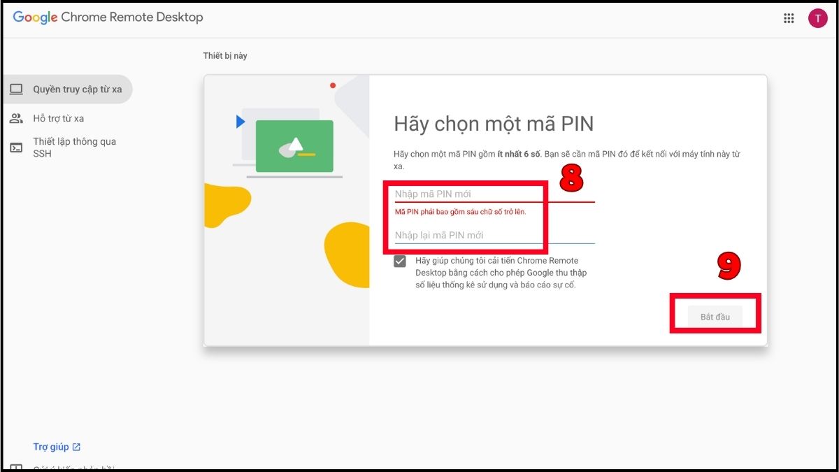 Thiết lập PIN