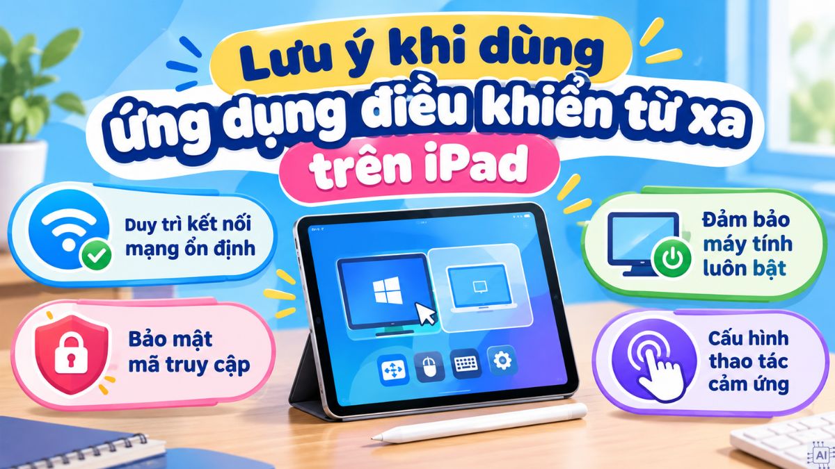 Lưu ý khi dùng ứng dụng điều khiển từ xa trên iPad