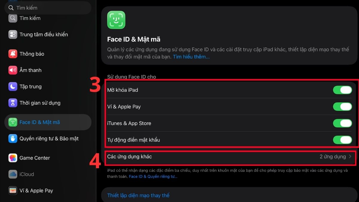 Bật các chức năng muốn sử dụng