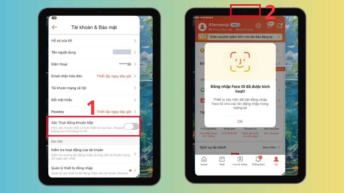 Đăng nhập ứng dụng bằng Face ID