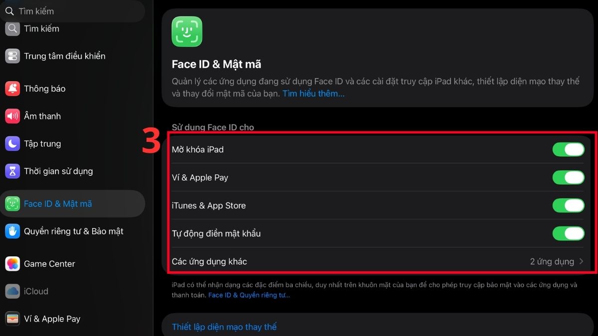 Kiểm tra chức năng của Face ID