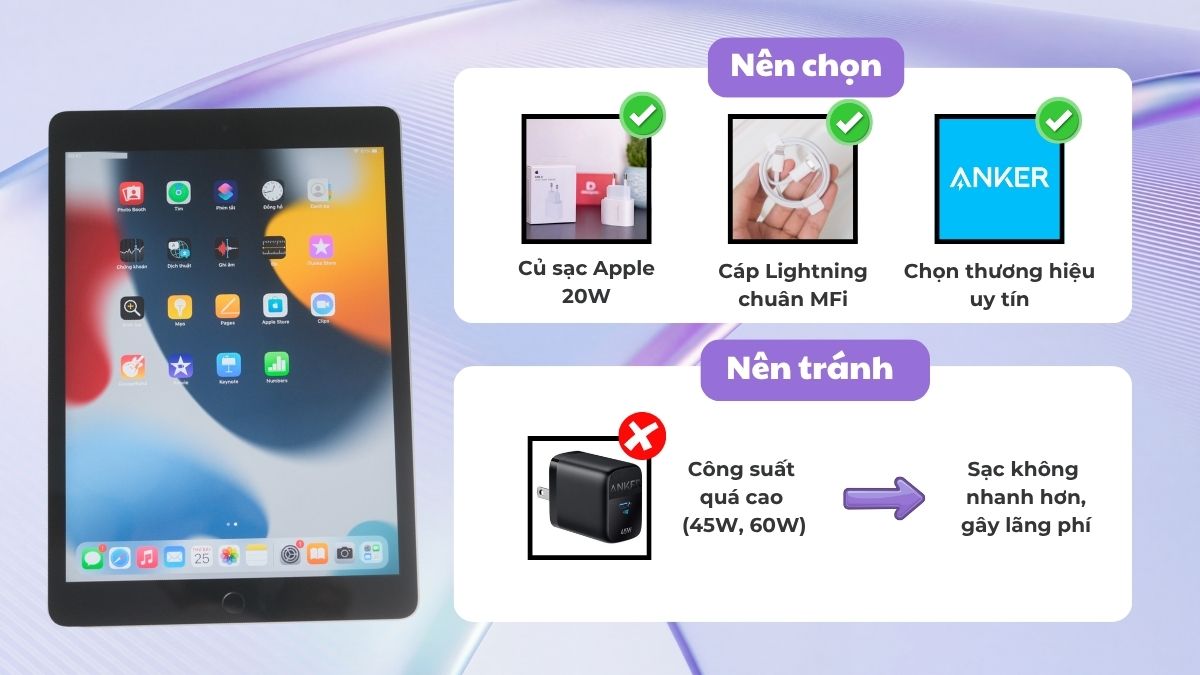 Sạc iPad Gen 9 chính hãng nên chọn loại nào?