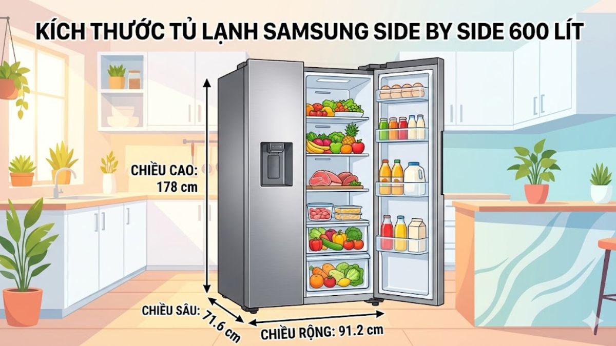 Kích thước các mẫu tủ lạnh 600 lít phổ biến