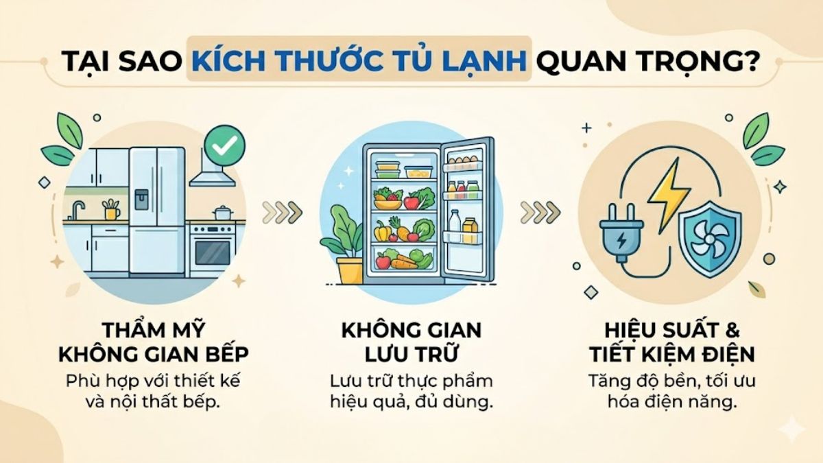 Tại sao kích thước tủ lạnh quan trọng khi mua?