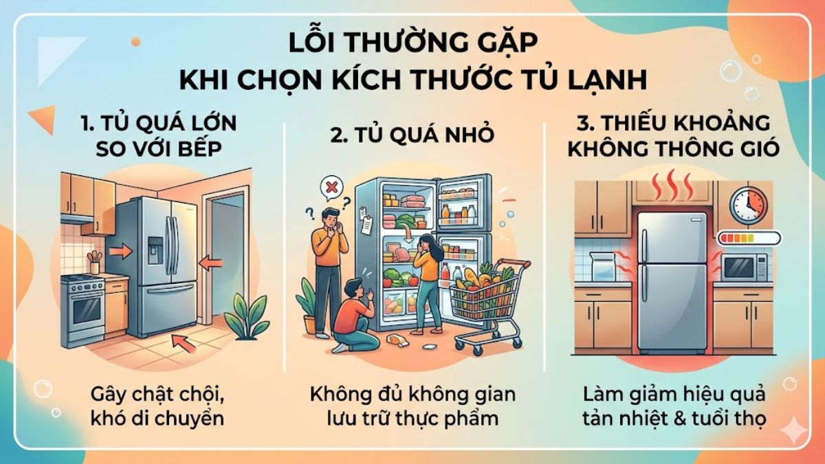 Những lỗi thường gặp khi chọn sai kích thước tủ lạnh