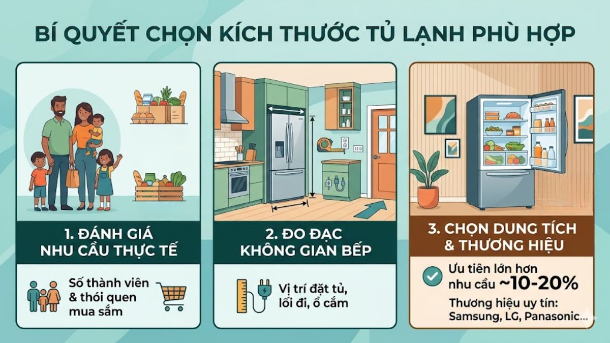 Lựa chọn kích thước tủ lạnh