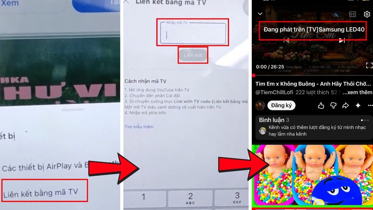 Chọn Liên kết bằng mã TV và nhập mã