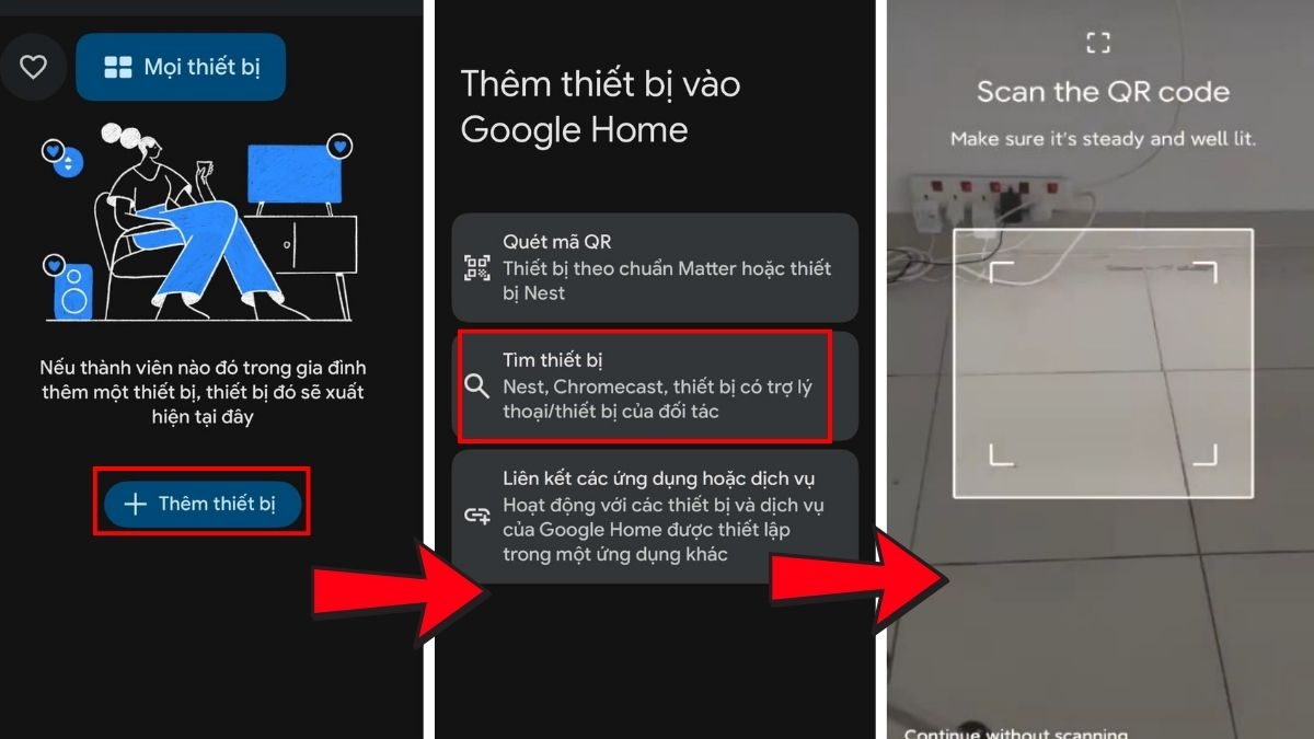 Màn hình hiện Chromecast thì quét QR