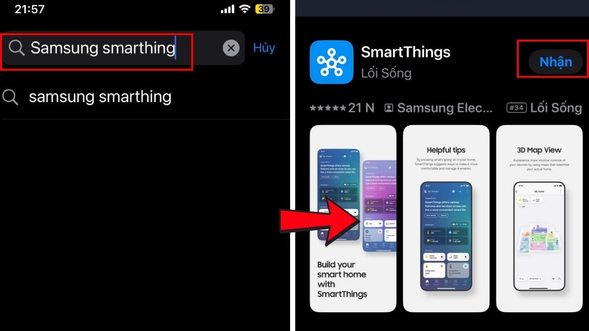 Sử dụng ứng dụng Samsung SmartThings