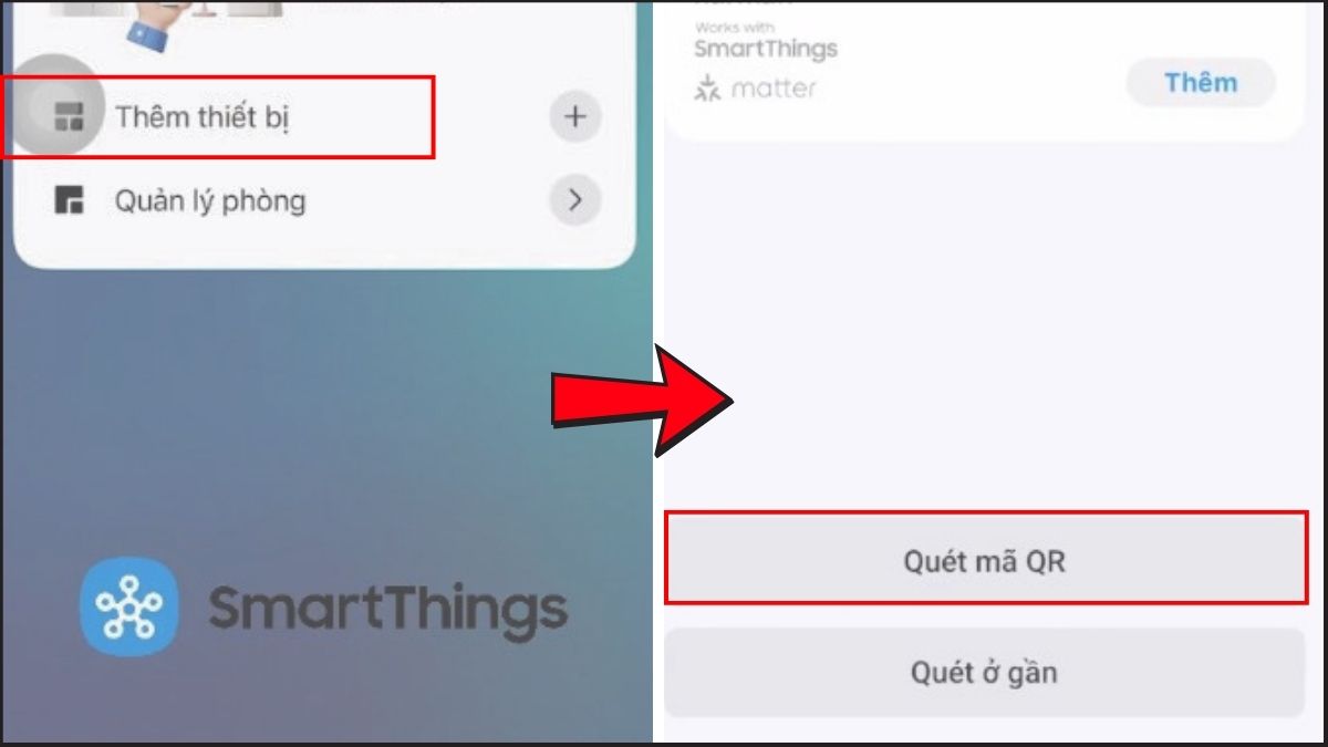 Chọn Thêm thiết bị rồi nhấn Quét mã QR