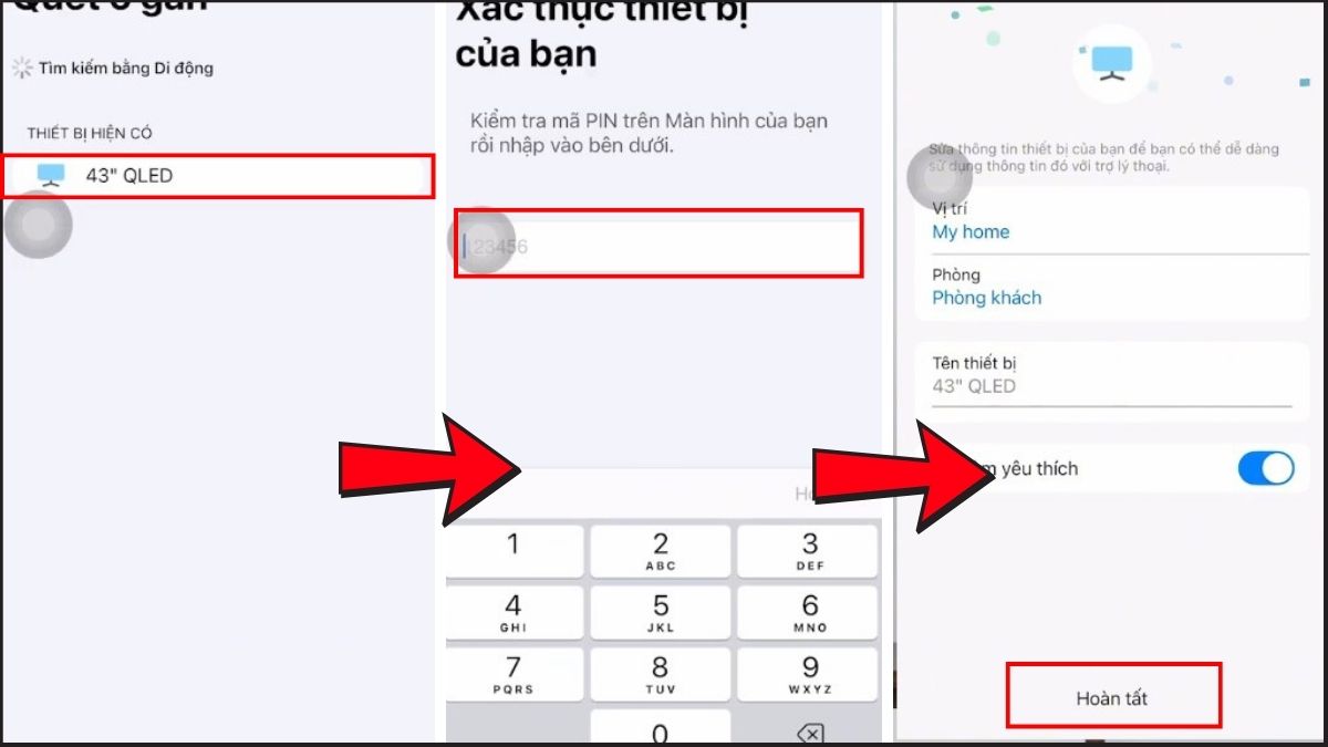 Chọn tivi Samsung rồi nhập mã PIN