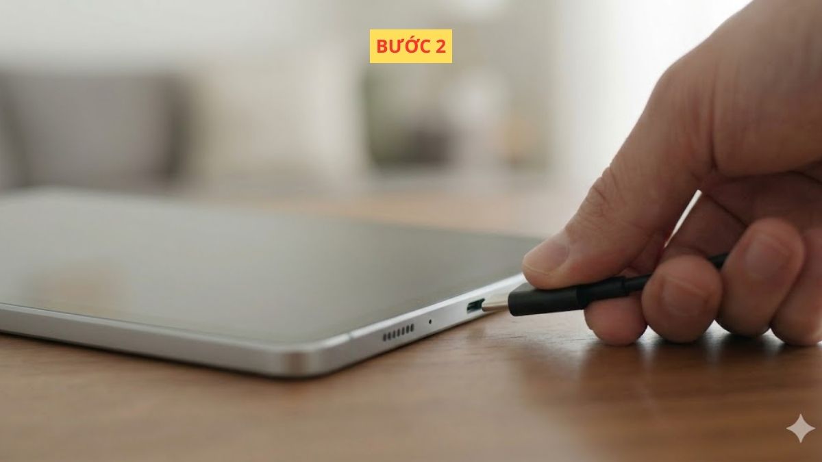 Cắm đầu còn lại vào máy tính bảng