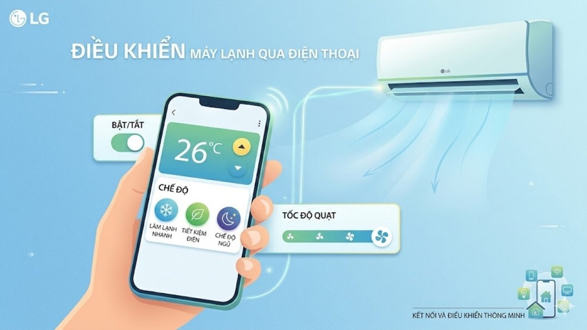 Cách điều khiển máy lạnh LG bằng điện thoại
