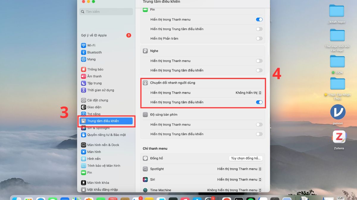Chọn Control Center