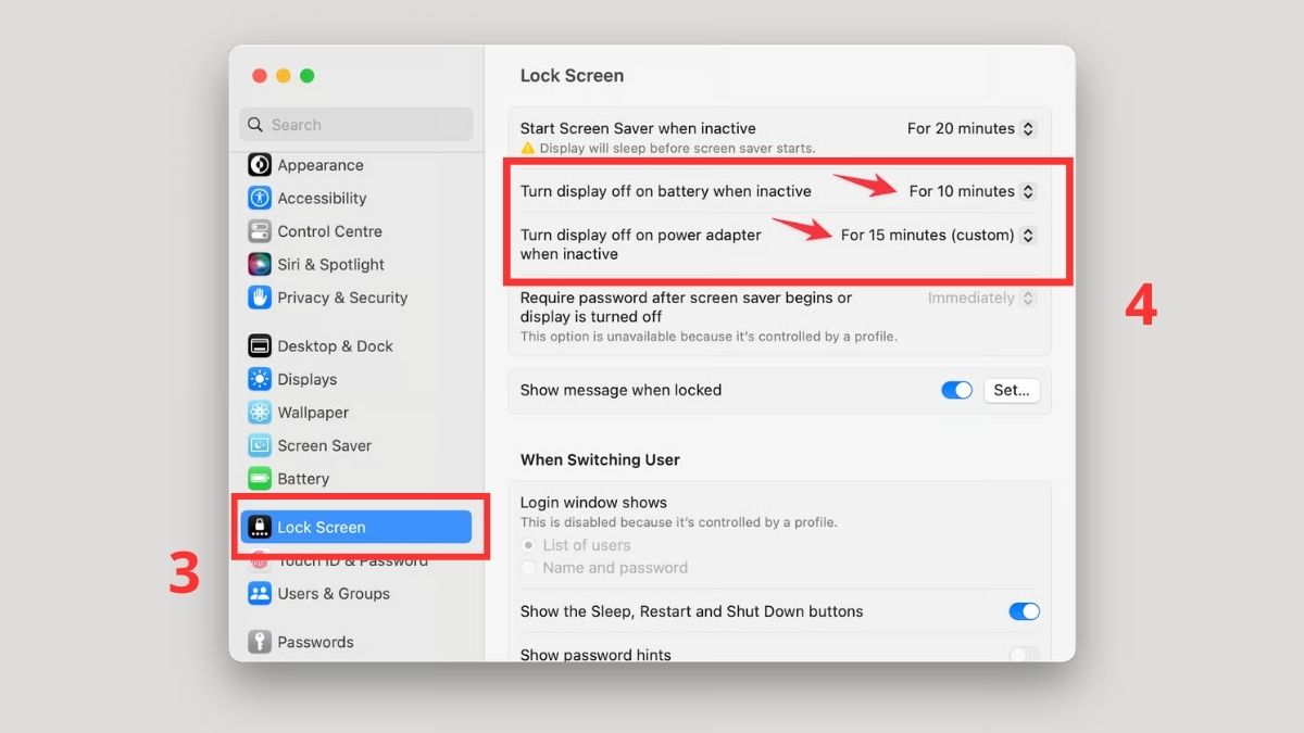 Chọn mục Lock Screen 