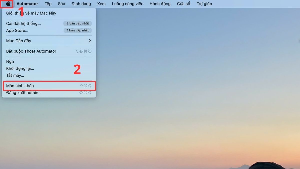 Sử dụng menu Apple trên thanh Menu