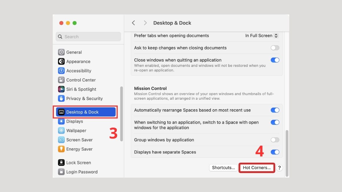 Chọn Desktop & Dock