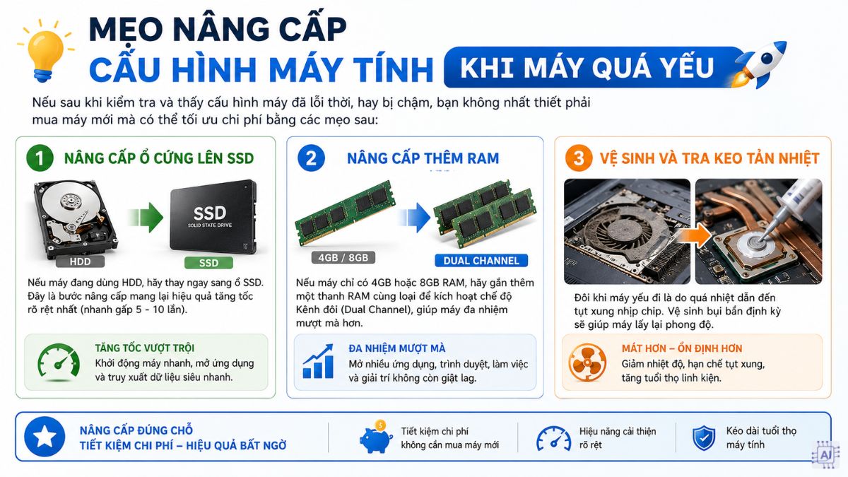 Mẹo nâng cấp cấu hình máy tính