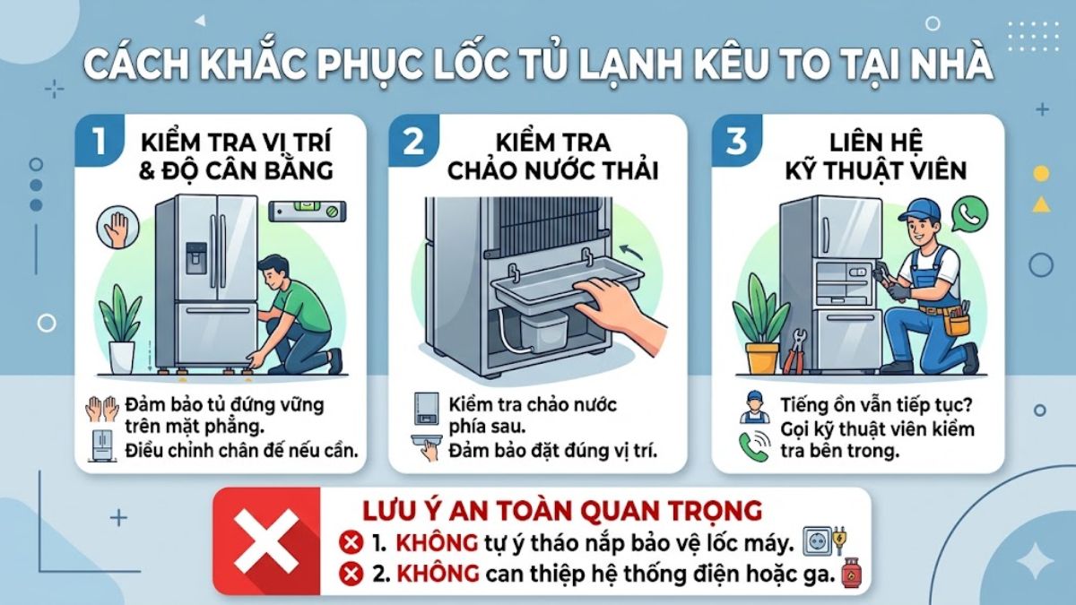 Cách khắc phục lốc tủ lạnh kêu to tại nhà