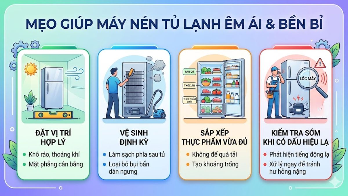 Cách phòng ngừa máy nén tủ lạnh kêu to 