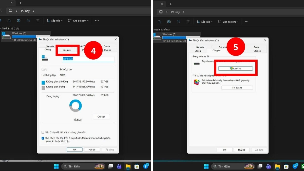 Chuyển sang tab Công cụ