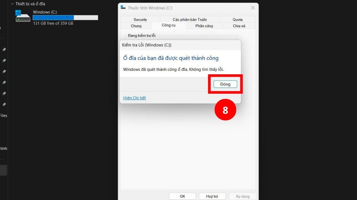 Sau khi hoàn tất, nhấn Đóng