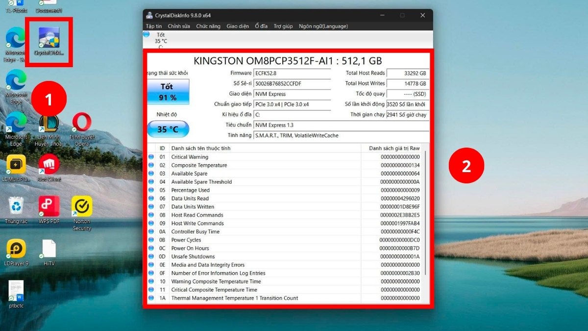 Khởi động CrystalDiskInfo