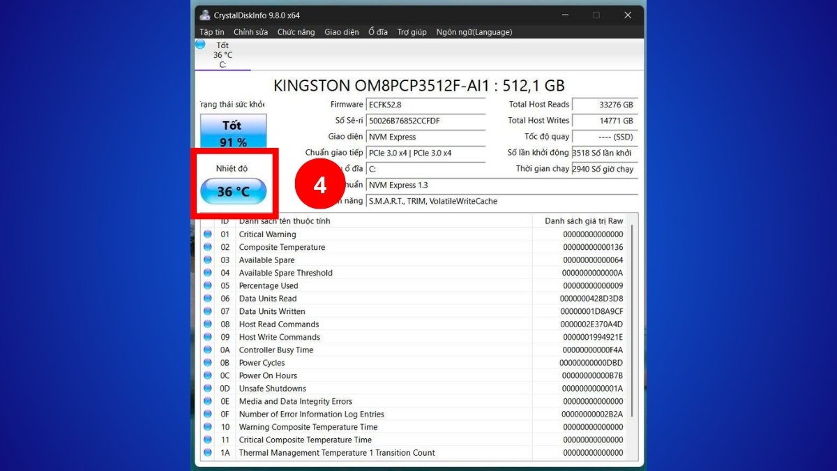 Theo dõi nhiệt độ ổ cứng