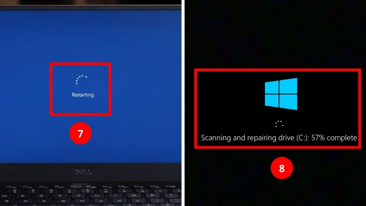 Khởi động lại máy và chờ máy chạy