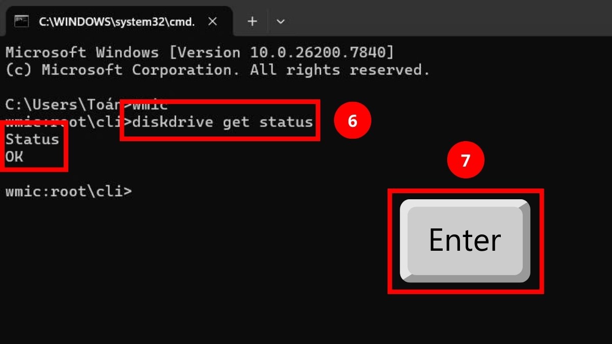 Tiếp tục nhập diskdrive get status