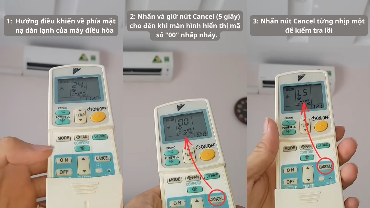 Hướng dẫn cách test mã lỗi điều hòa Daikin