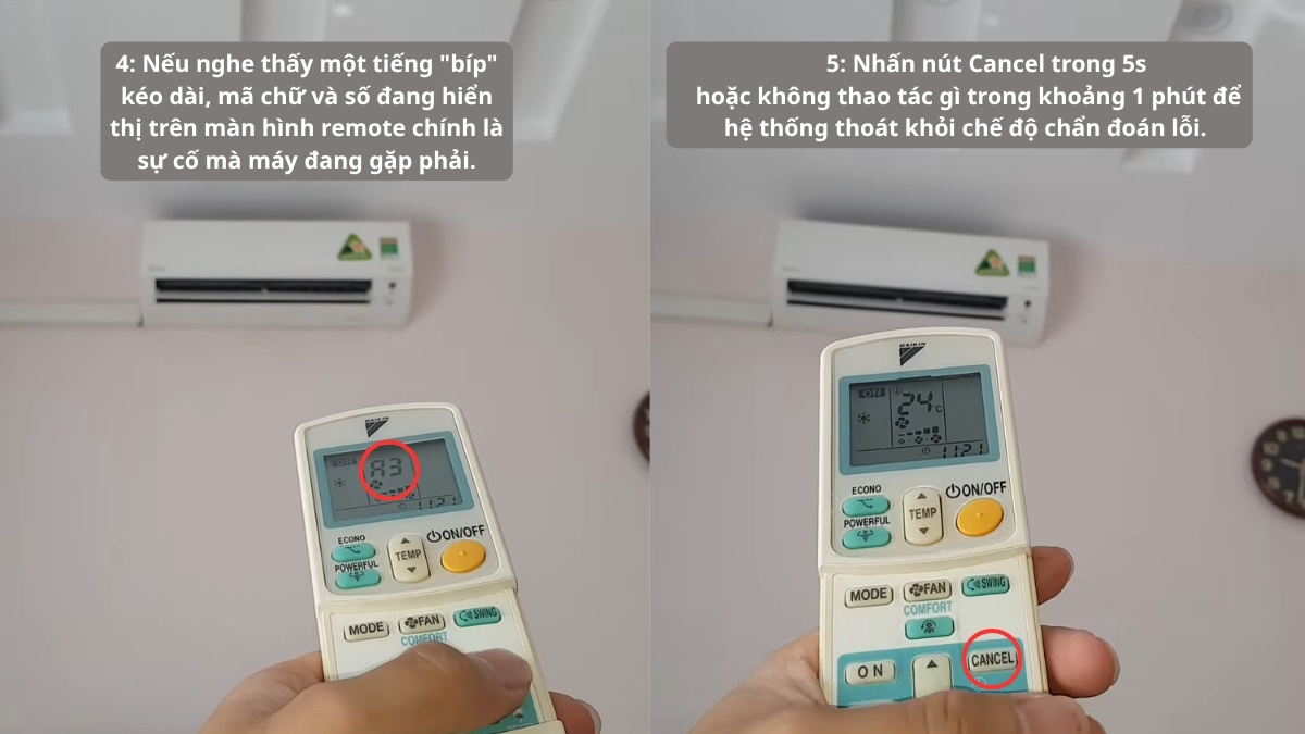 Hướng dẫn cách test mã lỗi điều hòa Daikin bằng remote