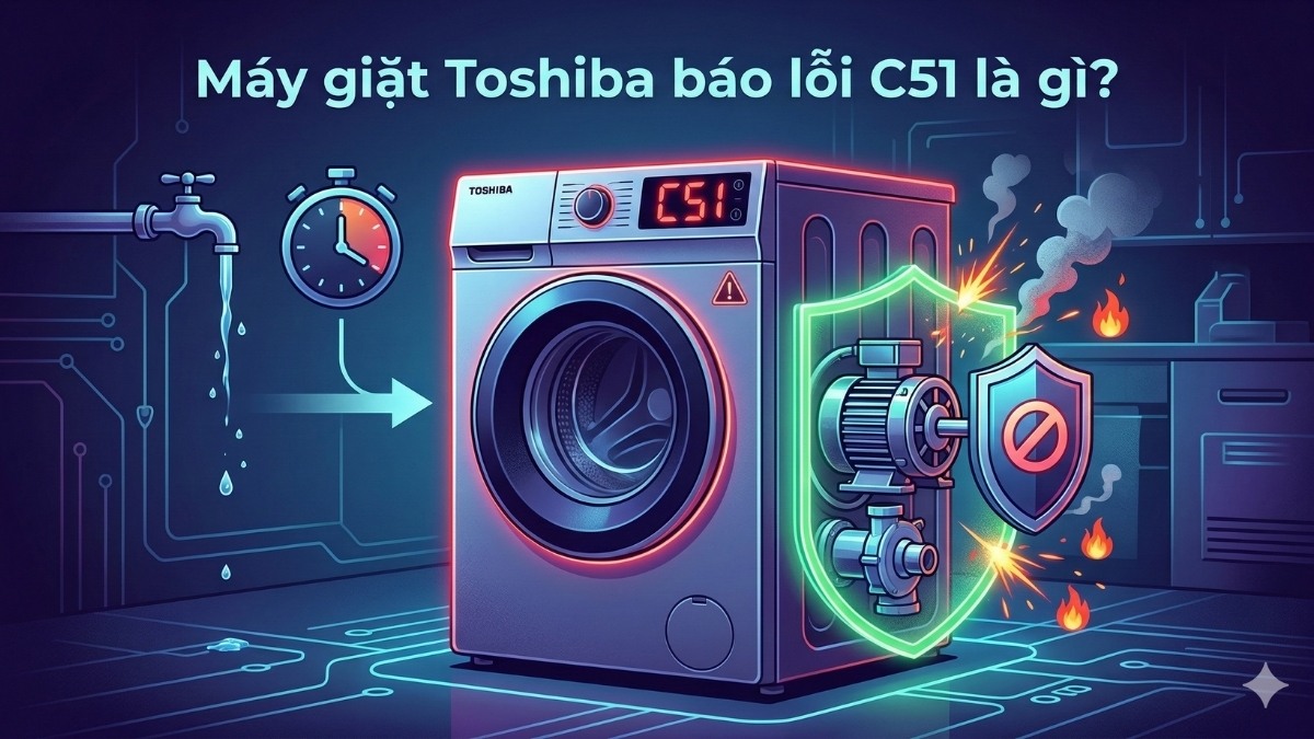 Máy giặt Toshiba báo lỗi C51 là gì?