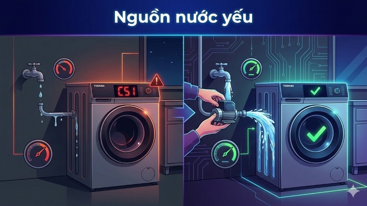 Nguyên nhân và cách khắc phục lỗi C51 máy giặt Toshiba