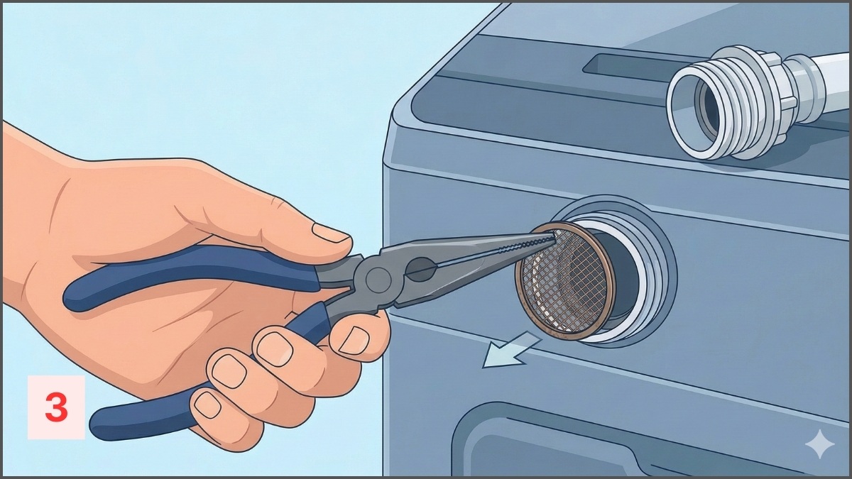 Rút nhẹ tấm lưới lọc ra ngoài