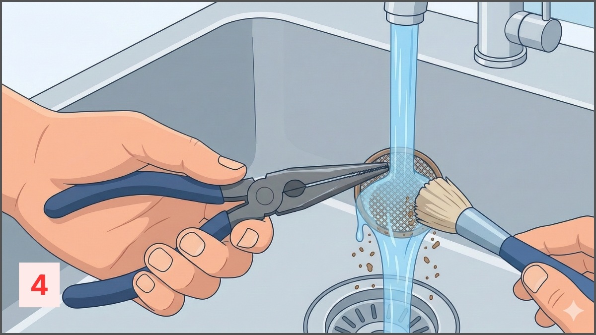 Chải sạch cặn bẩn trên lưới lọc