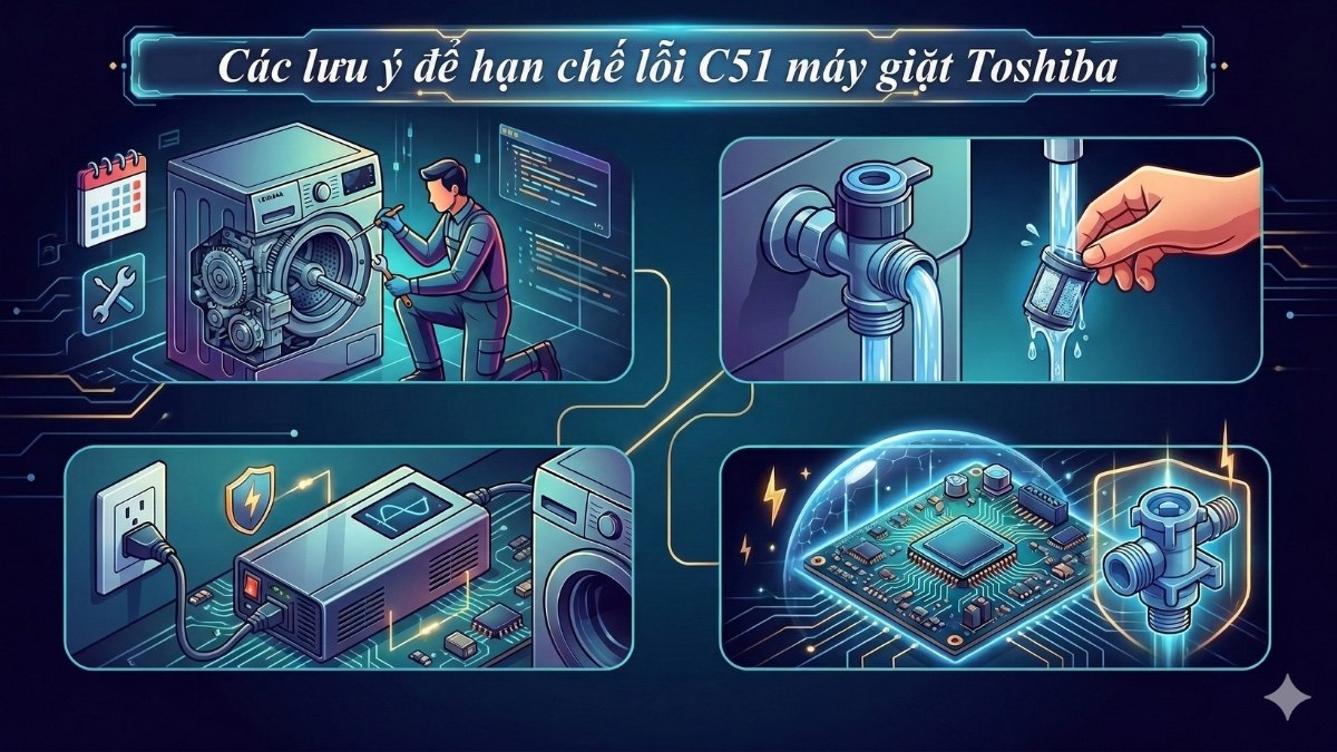 Các lưu ý để hạn chế lỗi C51 máy giặt Toshiba