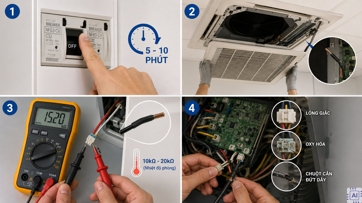 Quy trình kiểm tra lỗi C9 trên máy âm trần
