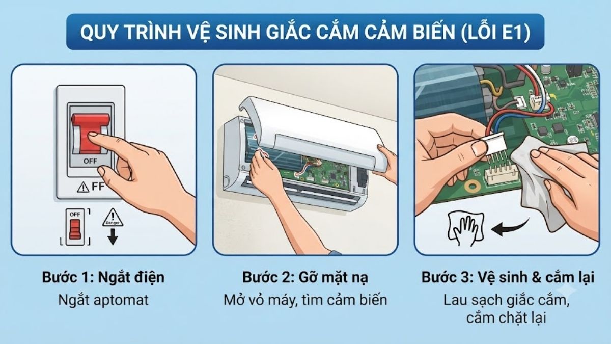 Cách khắc phục lỗi E1 máy lạnh Electrolux