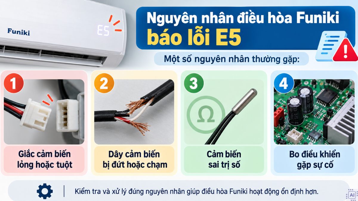 Nguyên nhân điều hòa Funiki báo lỗi E5
