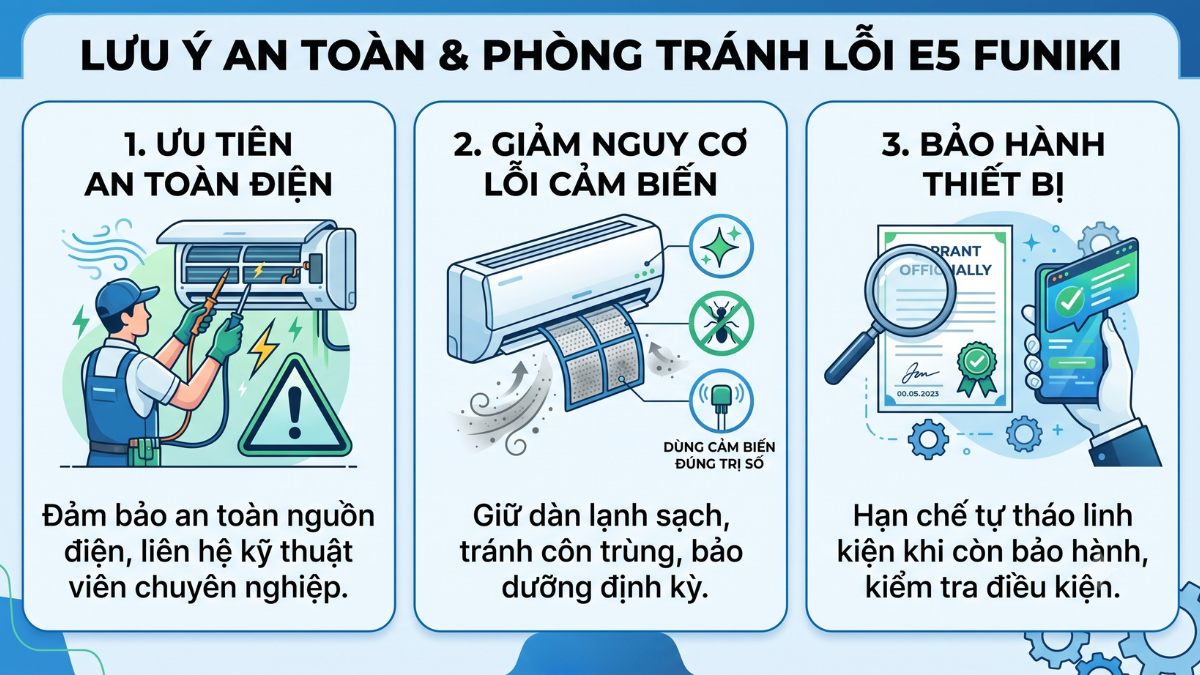 Lưu ý an toàn và cách phòng tránh lỗi E5