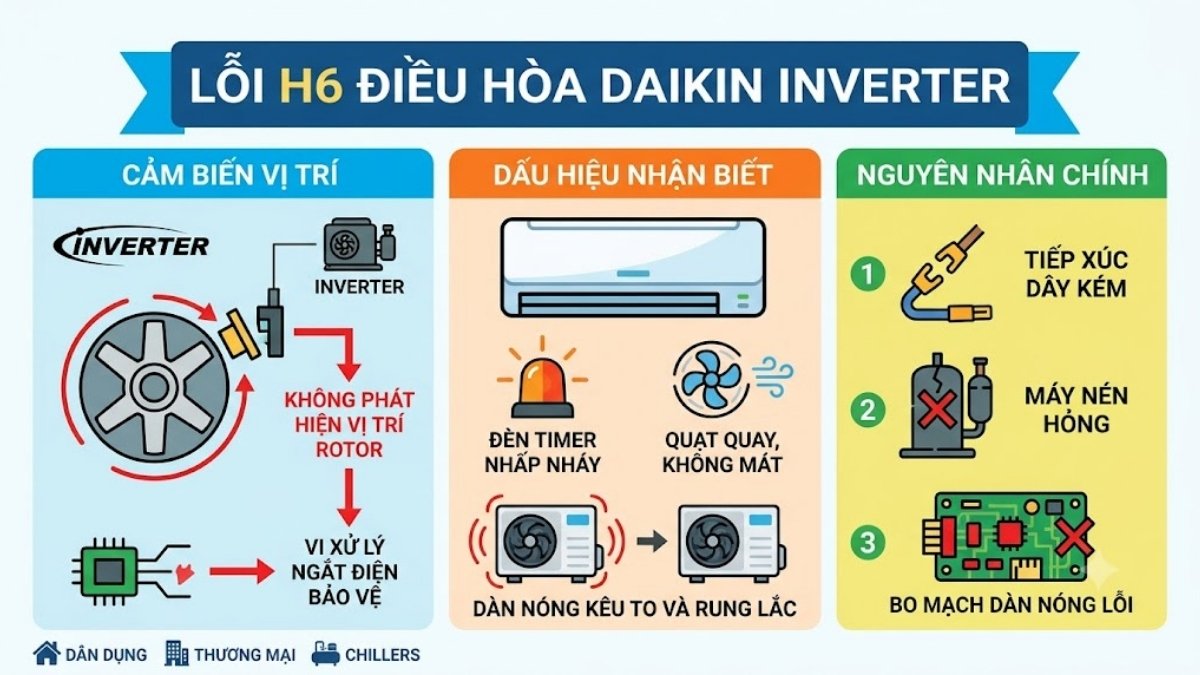 Lỗi H6 điều hòa Daikin Inverter là gì?