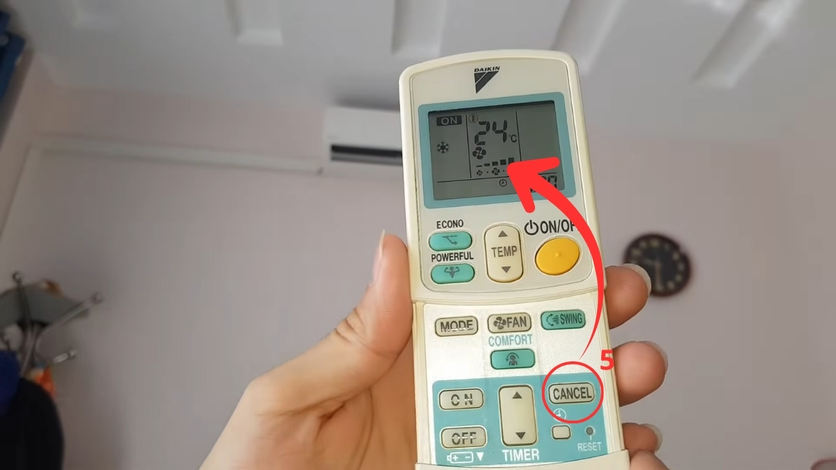 Nhấn giữ nút Cancel thêm 5 giây