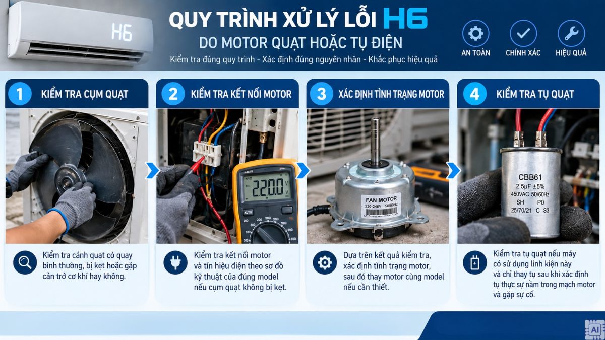 Cách khắc phục lỗi H6 máy lạnh Gree