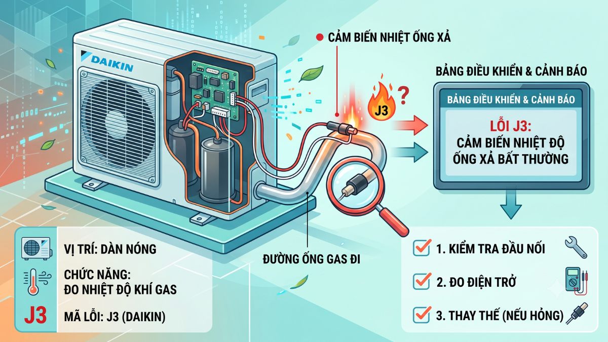 Mã lỗi J3 điều hòa Daikin là gì?