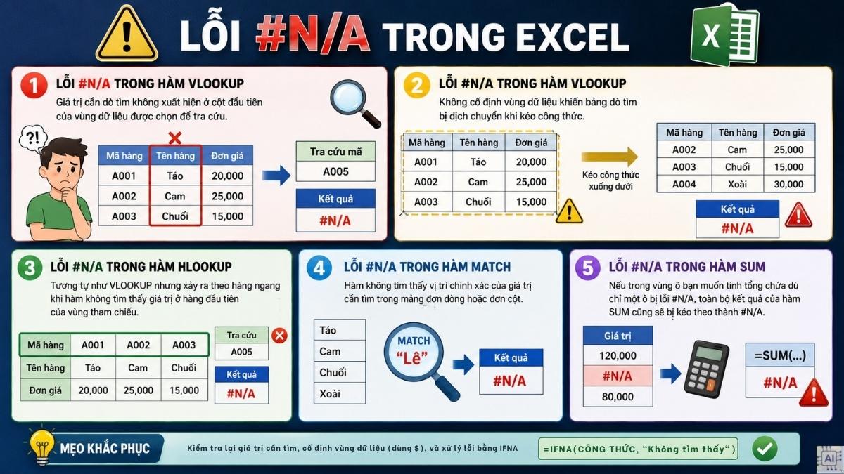 Các hàm thường gặp lỗi #N/A