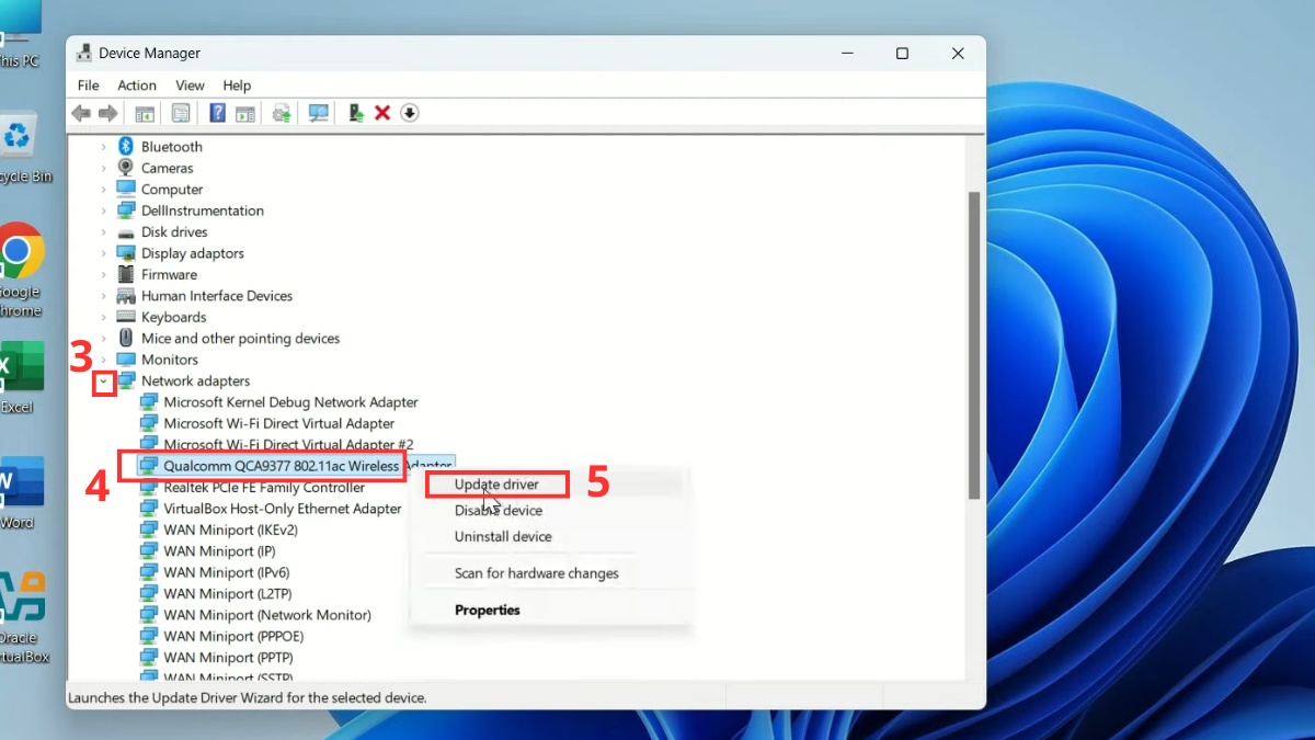 Chọn Update driver
