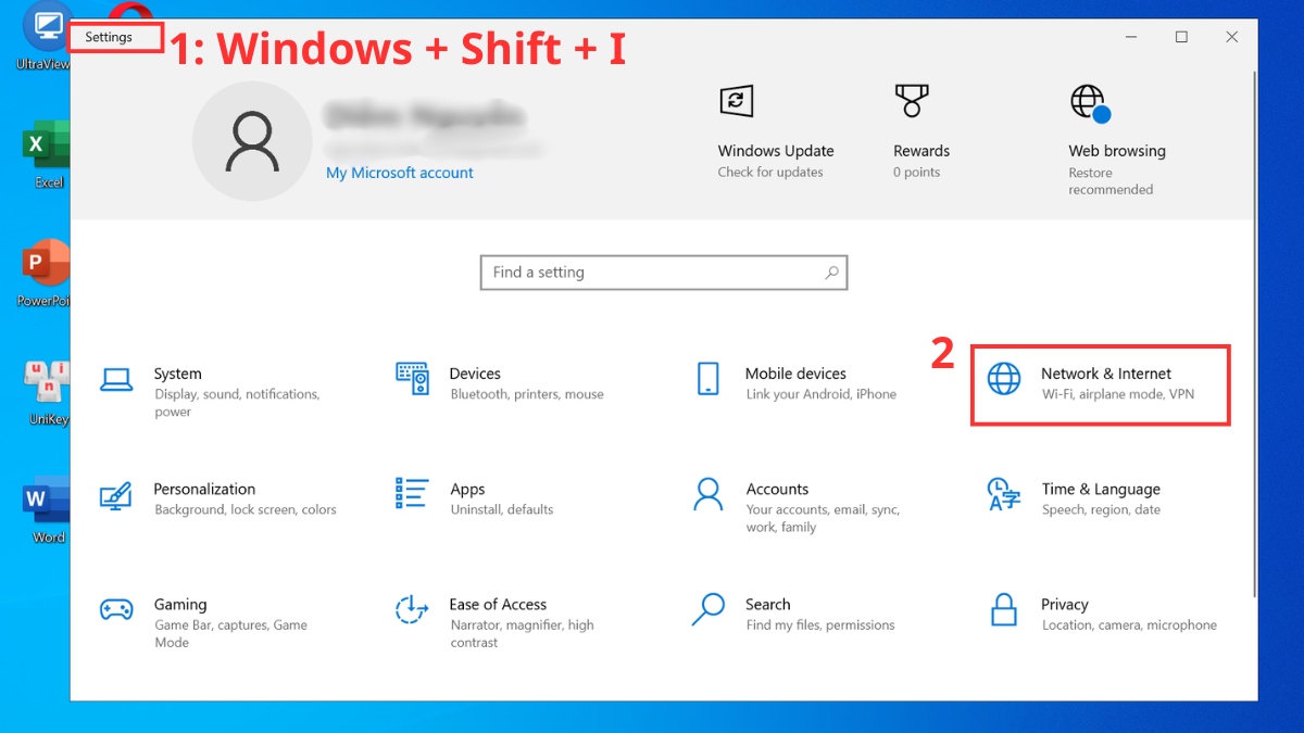 Chọn Network & internet