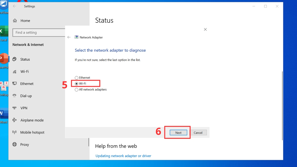 Chọn WiFi → Nhấn Next