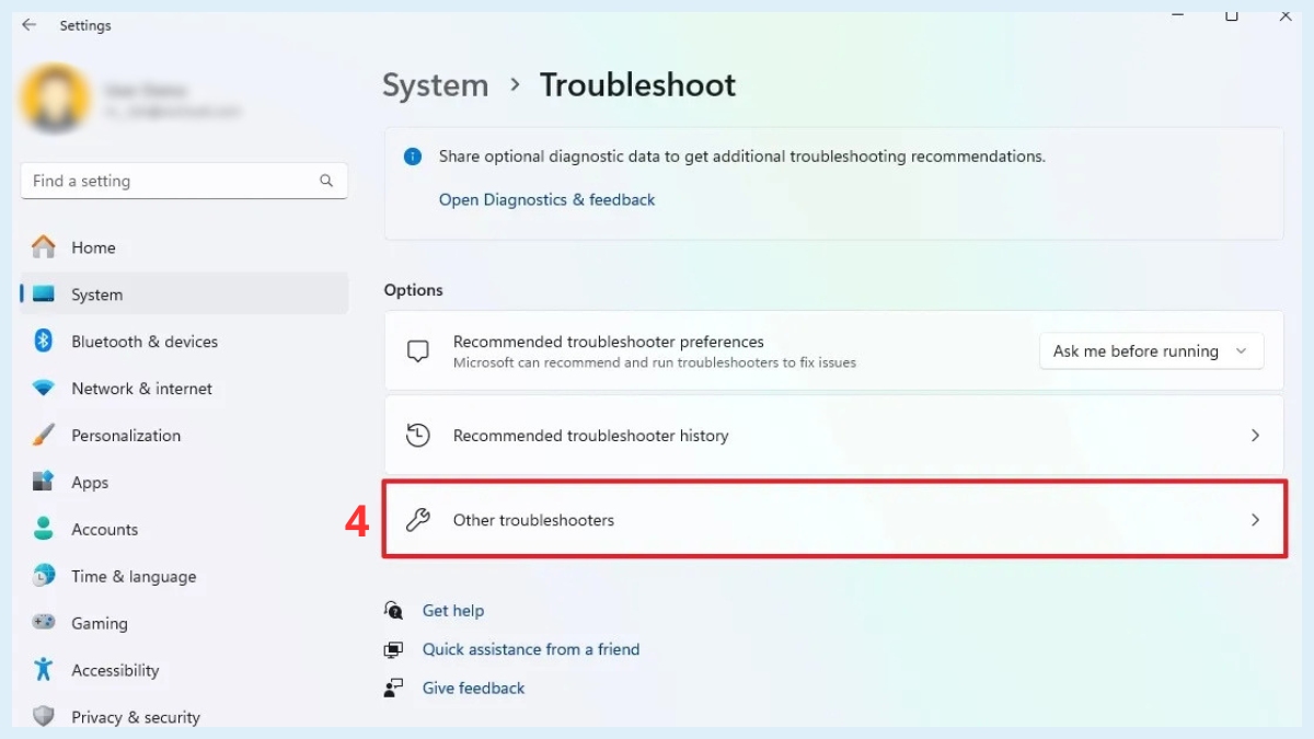 Chọn Other troubleshooters